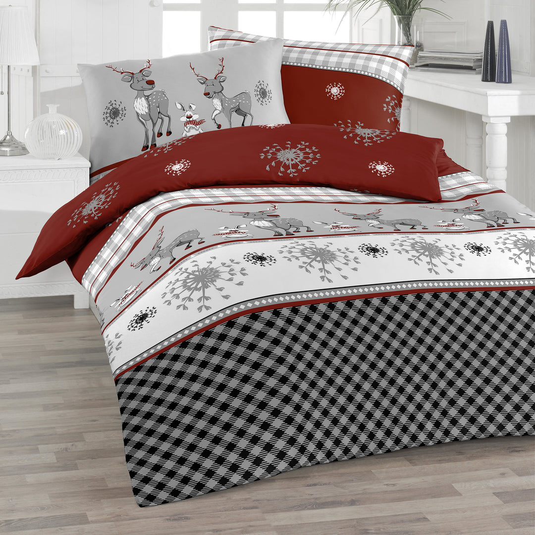 FLAUSCH FLANELL BETTWÄSCHE VERAN WEINROT