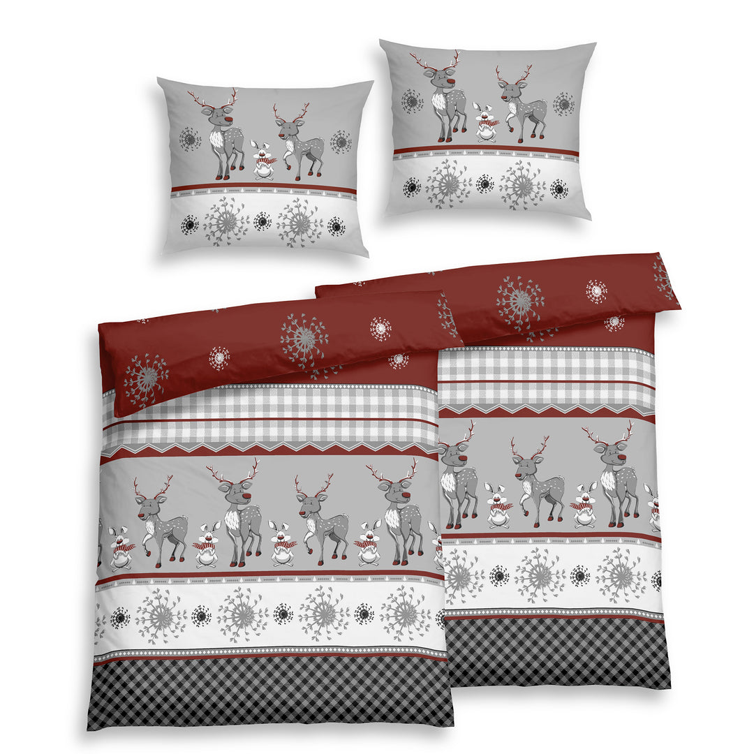 FLAUSCH FLANELL BETTWÄSCHE VERAN WEINROT