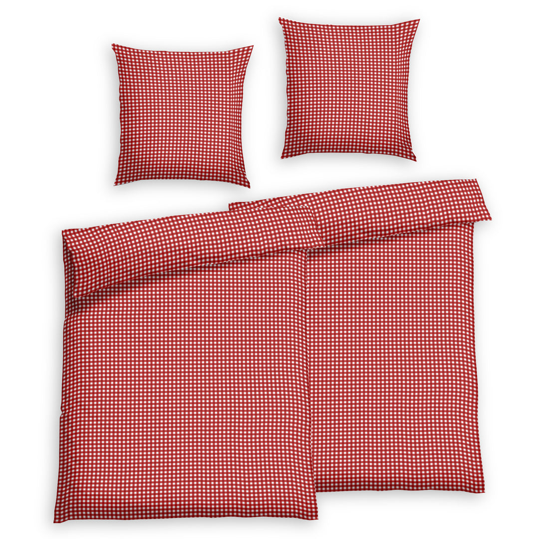 SEERSUCKER-BETTWÄSCHE-SET VICHY ROT
