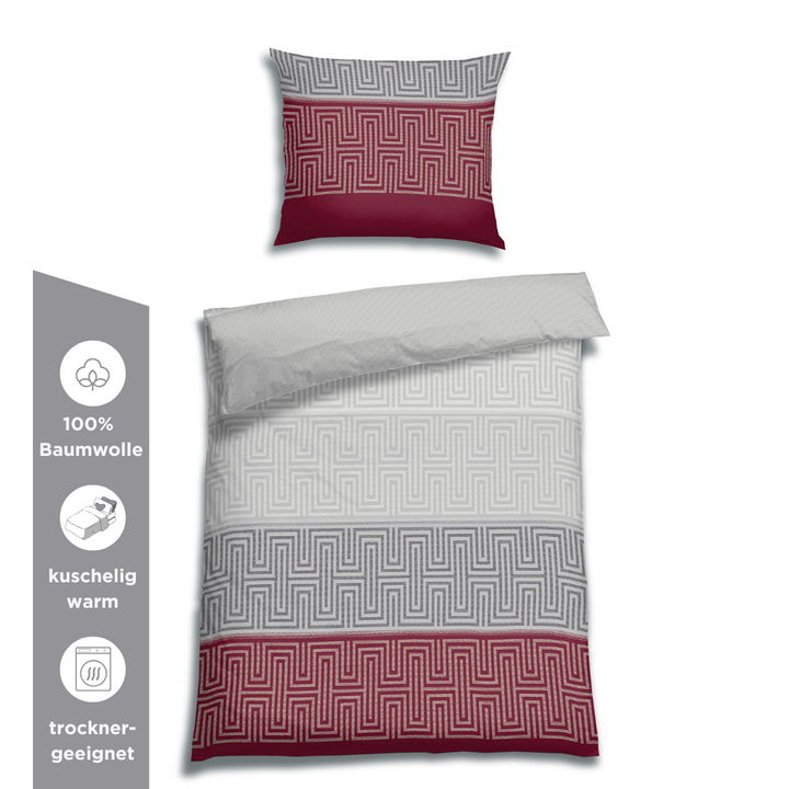 FLAUSCH FLANELL BETTWÄSCHE ARCHILL WEINROT