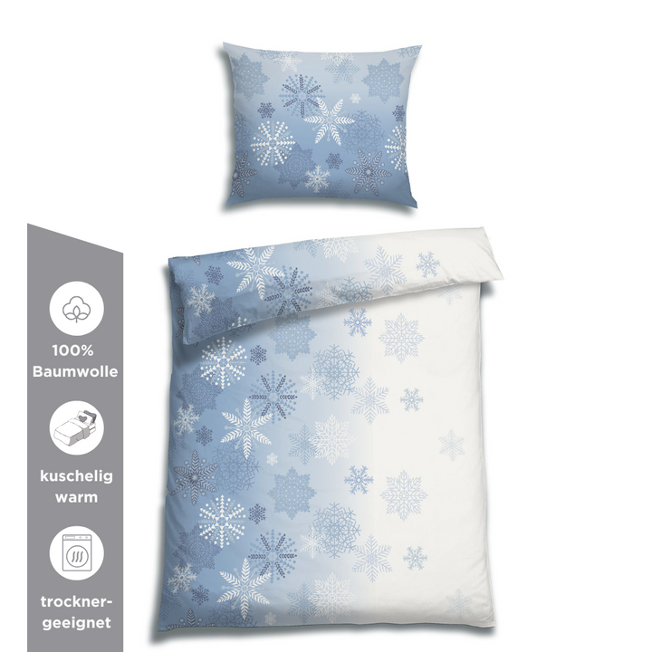 FLAUSCH FLANELL BETTWÄSCHE EISKRISTALL BLAU