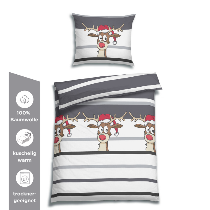 FLAUSCH FLANELL BETTWÄSCHE NILSO GRAU