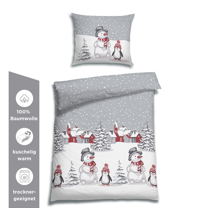 FLAUSCH FLANELL BETTWÄSCHE RENUN GRAU