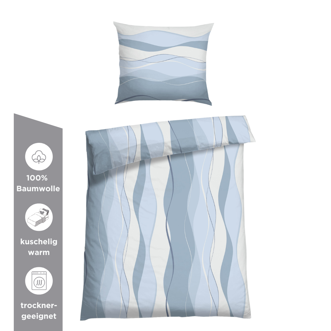 FLAUSCH FLANELL BETTWÄSCHE VEIFA BLAU