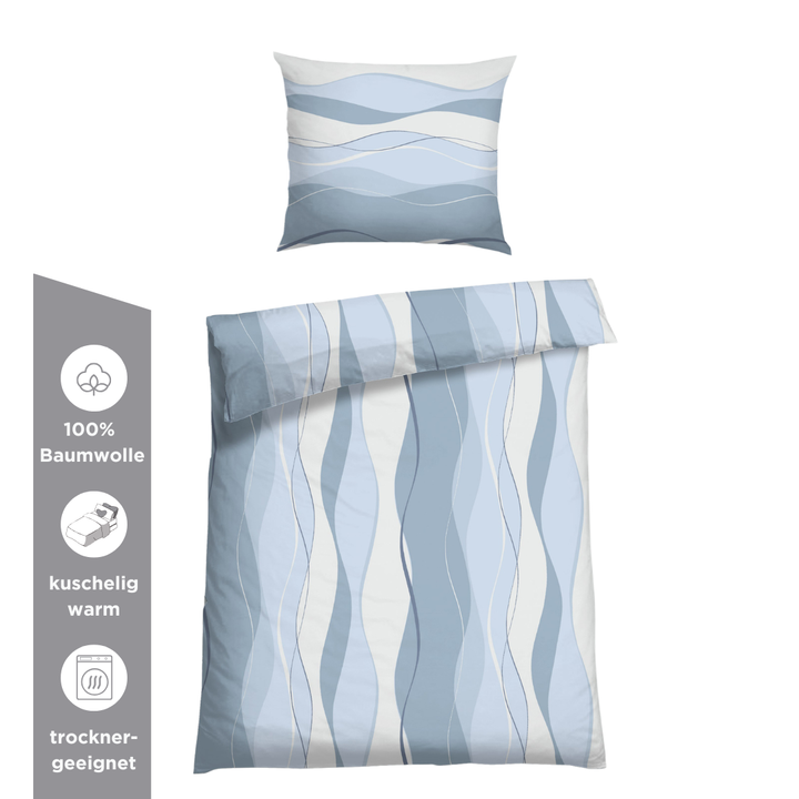 FLAUSCH FLANELL BETTWÄSCHE VEIFA BLAU